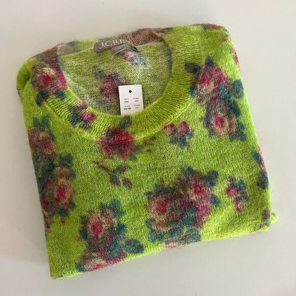 NWT J.Crew Brushed wool blend crewneck sweater / lemon rose garden - Picture 5 of 10